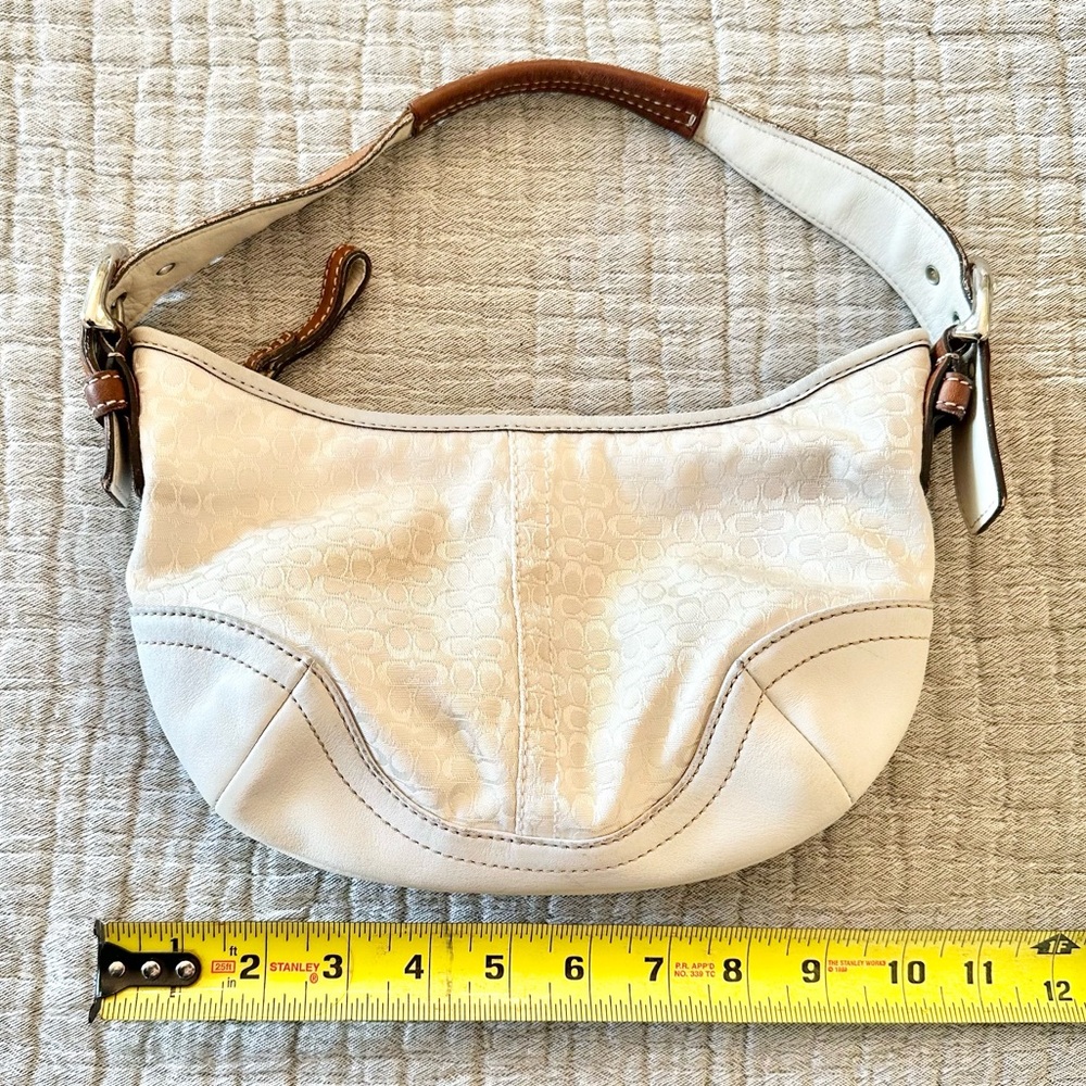 Y2K Coach 5357 Signature C Demi Baguette Mini Hobo Ivory Jacquard Shoulder Bag - Picture 12 of 15